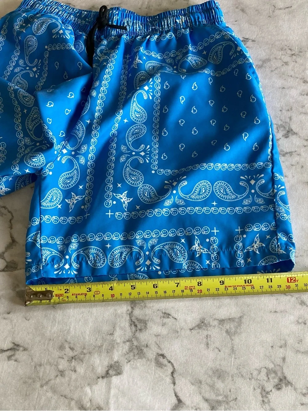 Men's Blue paisley bandana Print Swim Shorts
